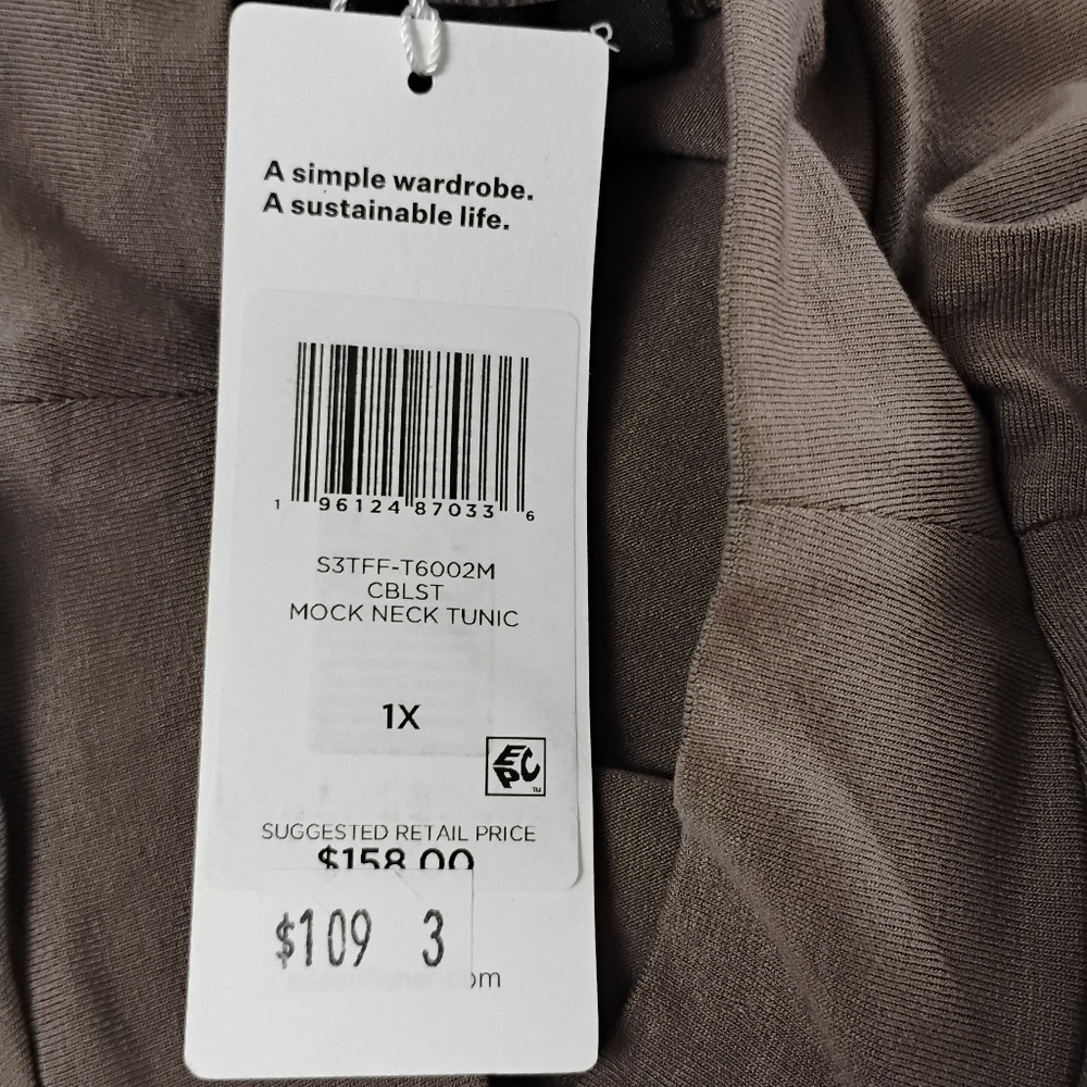 EILEEN FISHER Mock Neck Tunic Top Women's Size 1X Brow Light NWT ($109) - Picture 9 of 16